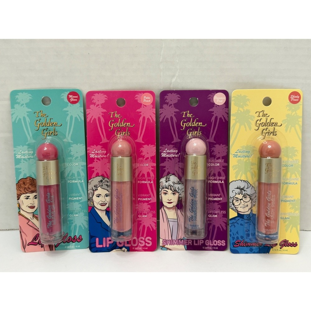 The Golden Girls Lip Gloss Set 4 Pack Miami Glam Palm Peach Shady Pines New